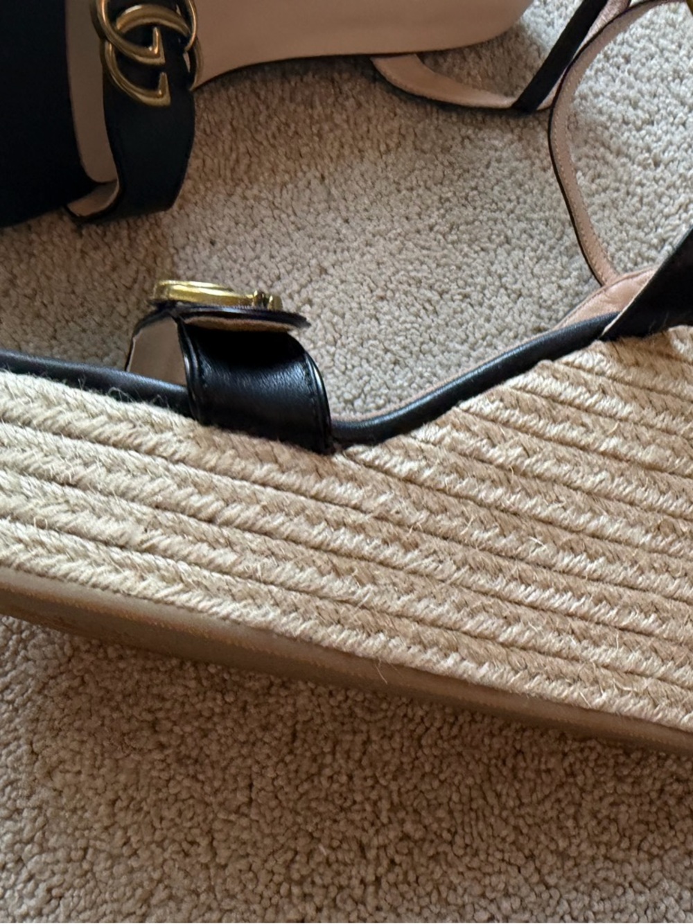 Gucci Black Espadrille Sandals wedge - Picture 4 of 12